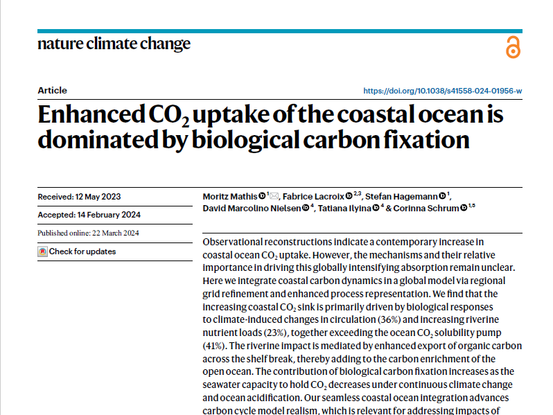 Enhanced CO2 uptake of the coastal ocean is dominated by biological carbon fixation