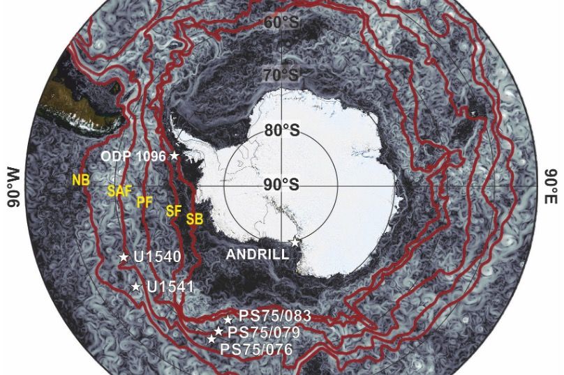 Ocean sediment cores reveal climate-related fluctuations in the Antarctic Circumpolar Current in past epochs